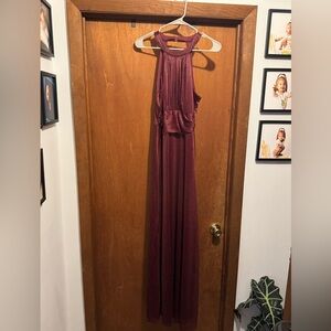 Large Elegant Burgundy Halter Maxi Dress